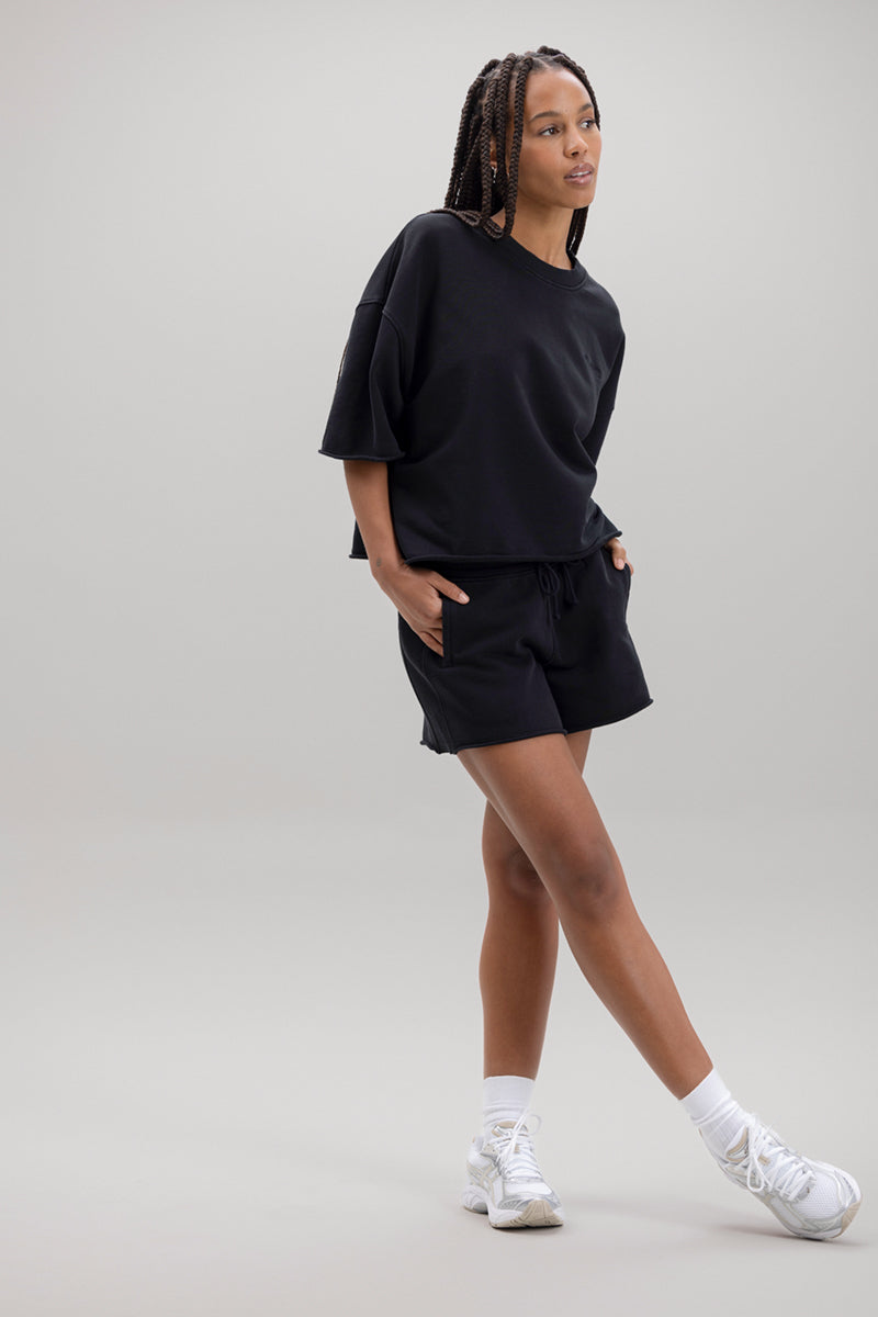 Short Sleeve Sweat Black | Hey Honey Yoga & Active Wear