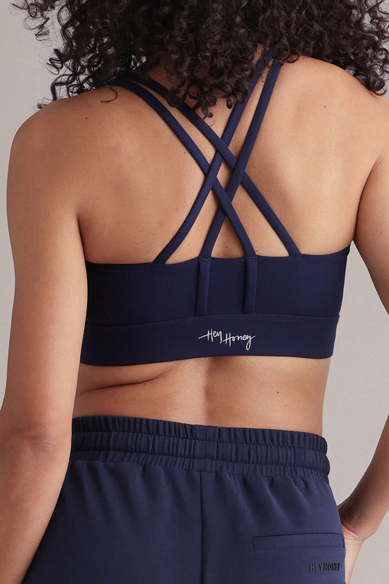 Criss-Cross Bra Always Dressed Baritone Blue | Hey Honey & Active Wear