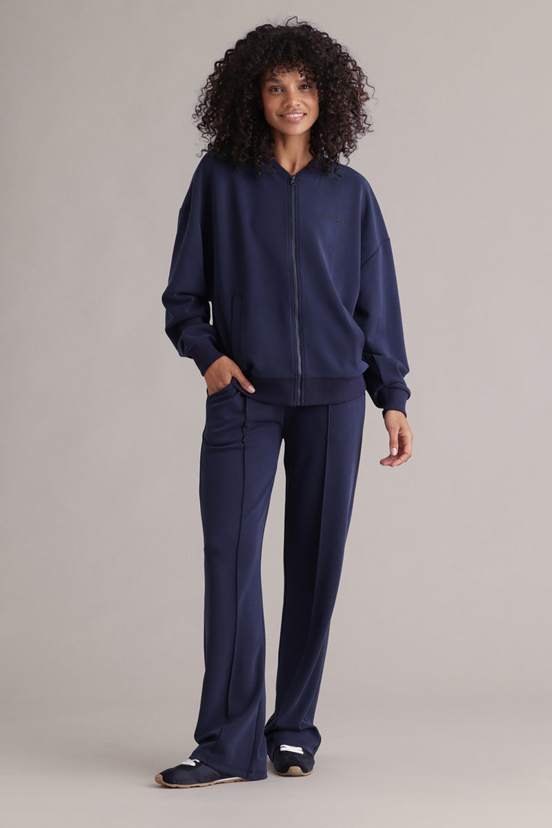 Bomber Jersey Jacket Baritone Blue | Hey Honey & Active Wear
