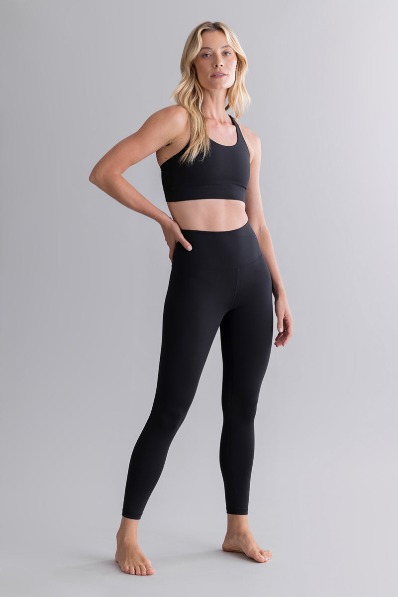 High-Waist Cropped Leggings Cotton Touch Black | Hey Honey & Active Wear