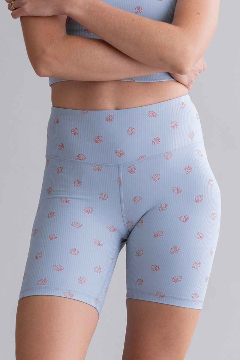 High Waist Biker Ribbed Juicy Dusty Blue