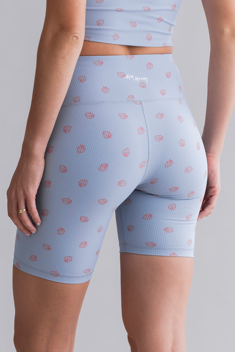 High Waist Biker Ribbed Juicy Dusty Blue