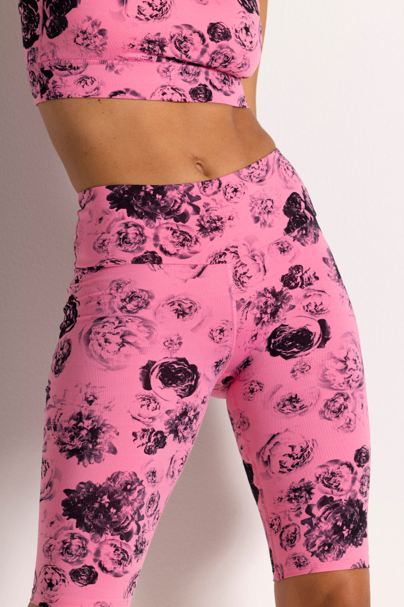 Long Biker Roses | Hey Honey Yoga & Active Wear