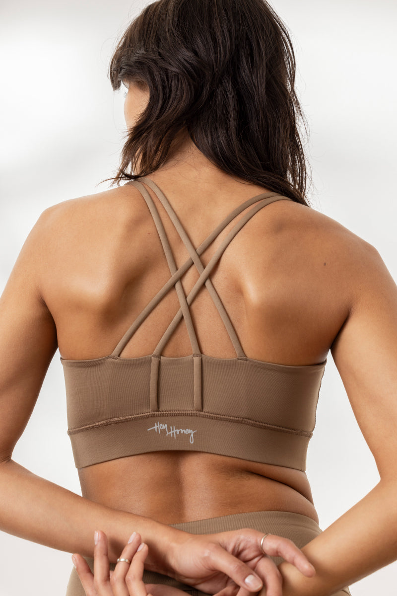 Criss-Cross Bra Unicolor Caribou | Hey Honey Yoga & Active Wear