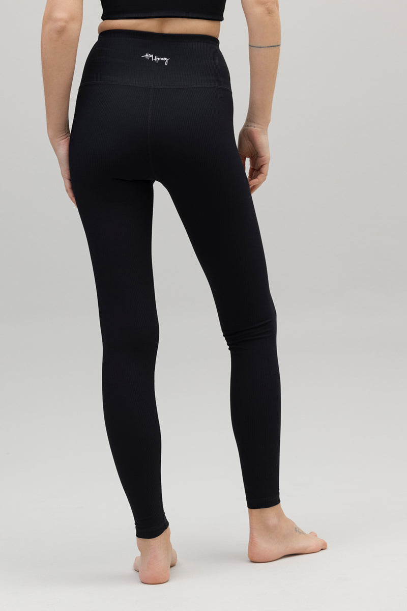High-Waist Leggings Ribbed Black | Hey Honey & Active Wear