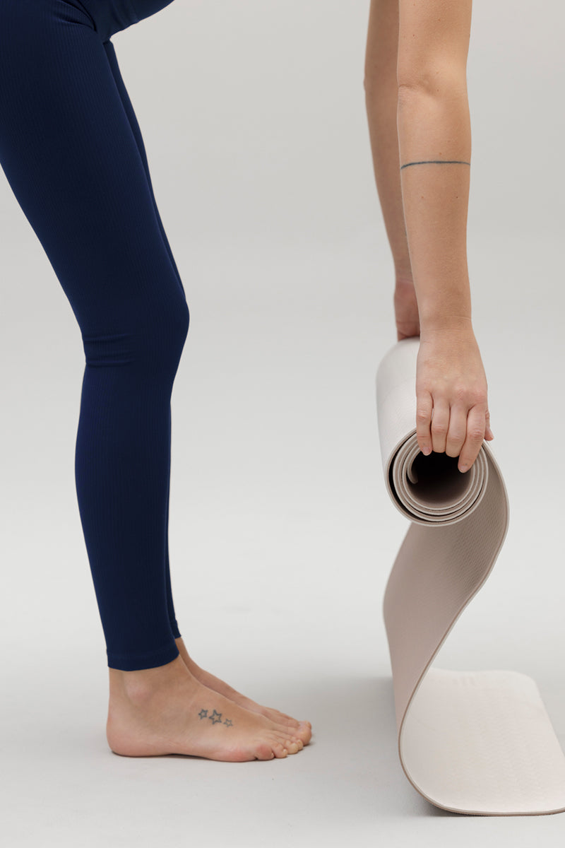 High-Waist Leggings Ribbed Blue Depth | Hey Honey & Active Wear