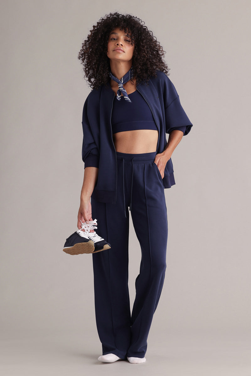 Bomber Jersey Jacket Baritone Blue | Hey Honey & Active Wear