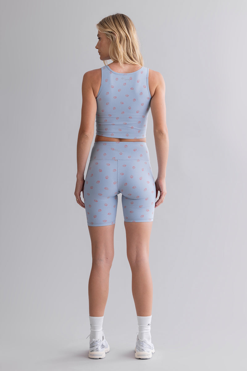 High Waist Biker Ribbed Juicy Dusty Blue