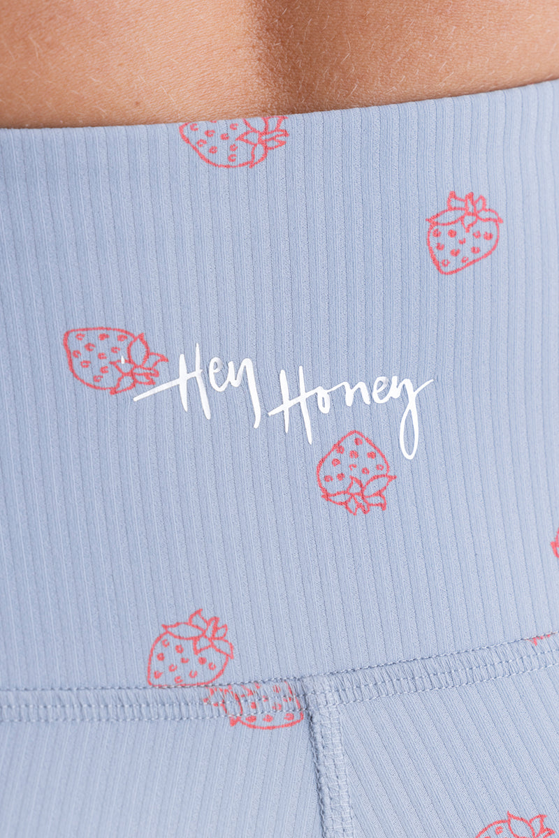 High Waist Biker Ribbed Juicy Dusty Blue