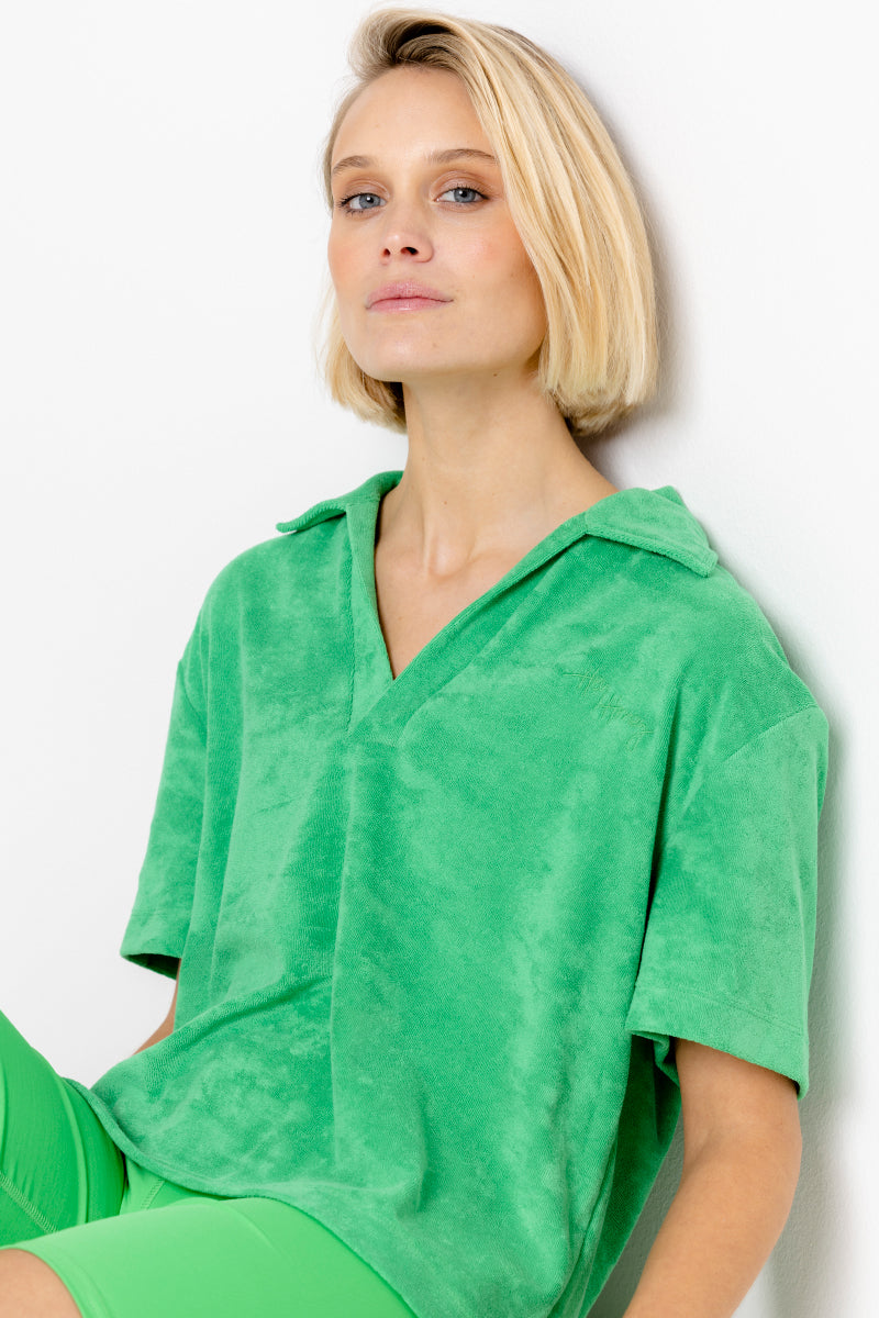 Terry Shirt Polo Island Green | Hey Honey Yoga & Active Wear