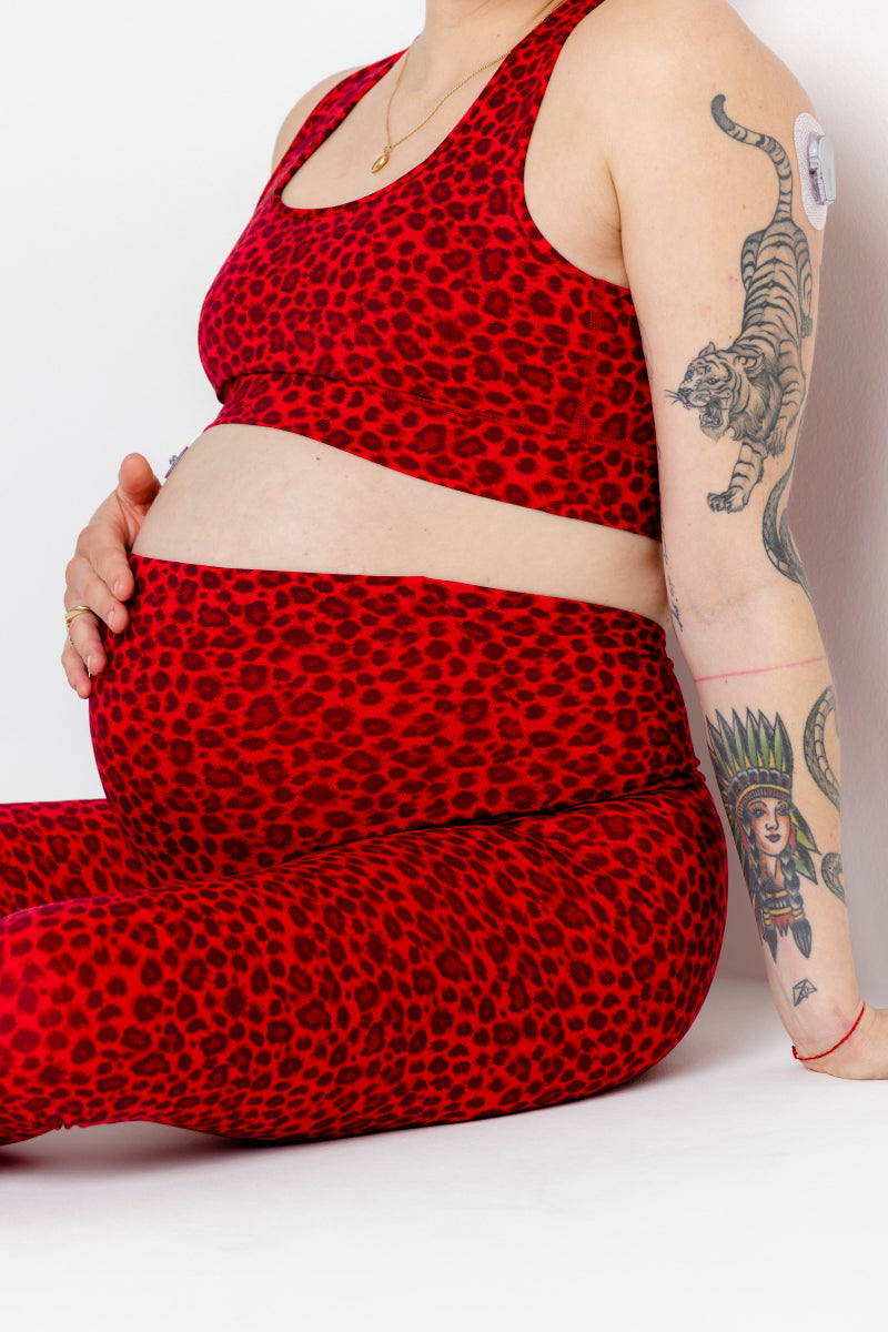 Maternity Leggings Leo Red | Hey Honey Yoga & Active Wear