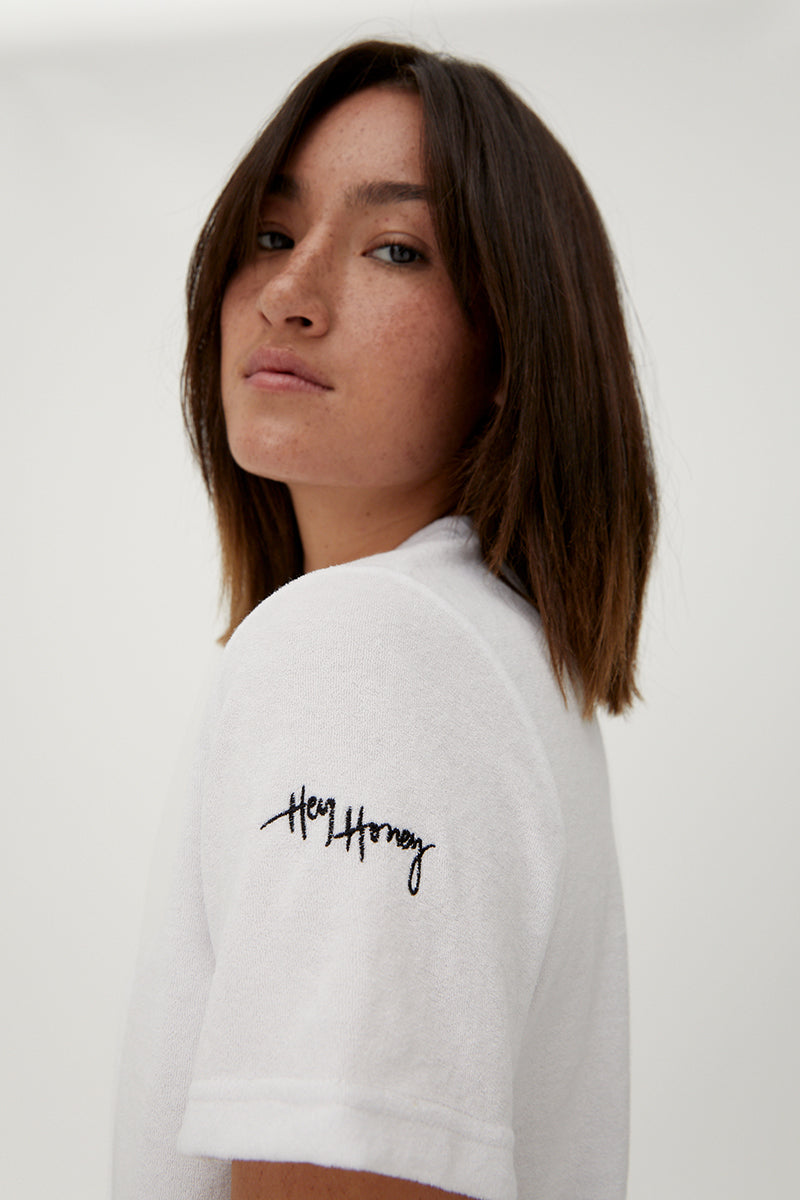 Terry Shirt White | Hey Honey Yoga & Active Wear